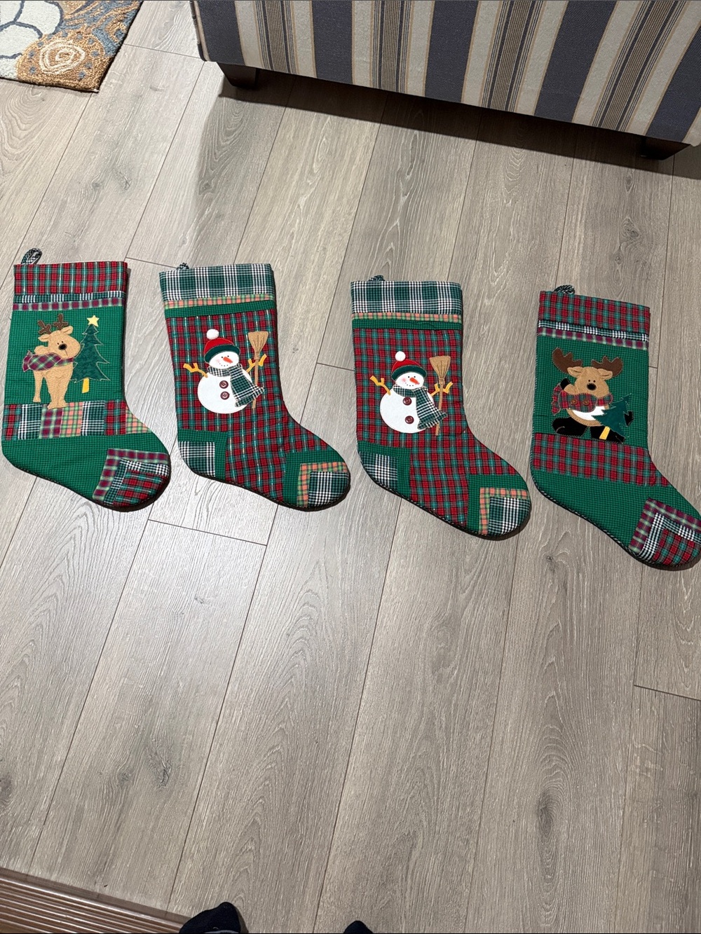 Holiday plaid red and green Christmas stockings